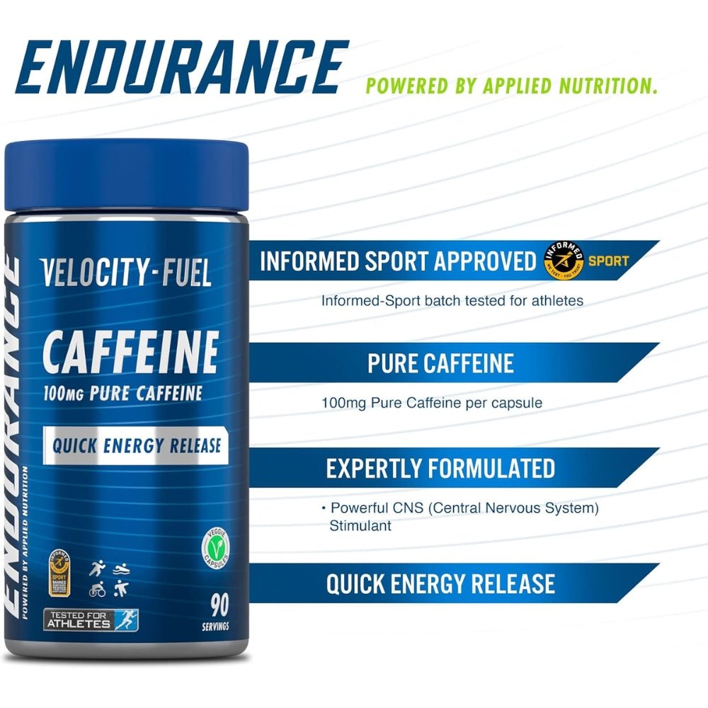 Applied Caffeine (Quick Energy Release) 100mg 90 veg caps 5056555201671 - The Supplement Warehouse Pte Ltd
