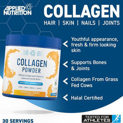 Applied Collagen with Vitamin C, Biotin and Hyaluronic Acid 30 srv (HALAL) Exp Jul 2026 or better 5056555202173 - The Supplement Warehouse Pte Ltd