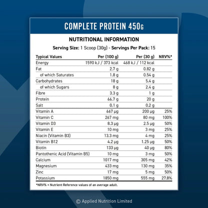 Applied Complete Protein (with Vitamins, Minerals and more) 15 servings 450g 5056555206942 - The Supplement Warehouse Pte Ltd