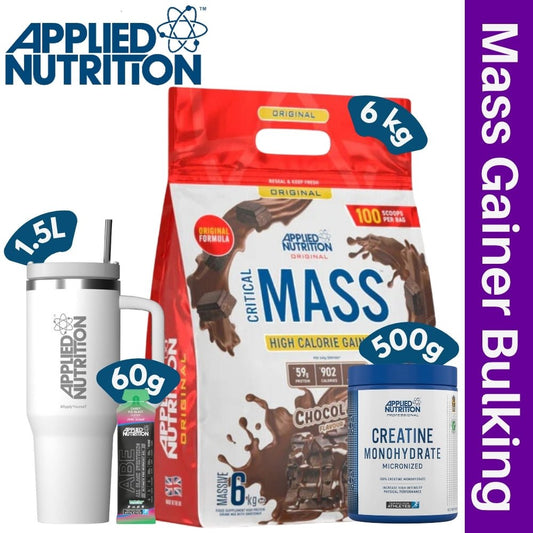 Applied Critical Mass 6 kg Mass Gain + Creatine 400g + Cooler Insulated Cup 1.2L + PWO Gel Bundle - The Supplement Warehouse Pte Ltd
