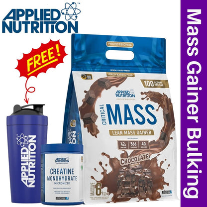 Applied Critical Mass Professional 6 kg + Creatine 500g + Stainless Steel Shaker Gaining Bundle - The Supplement Warehouse Pte Ltd
