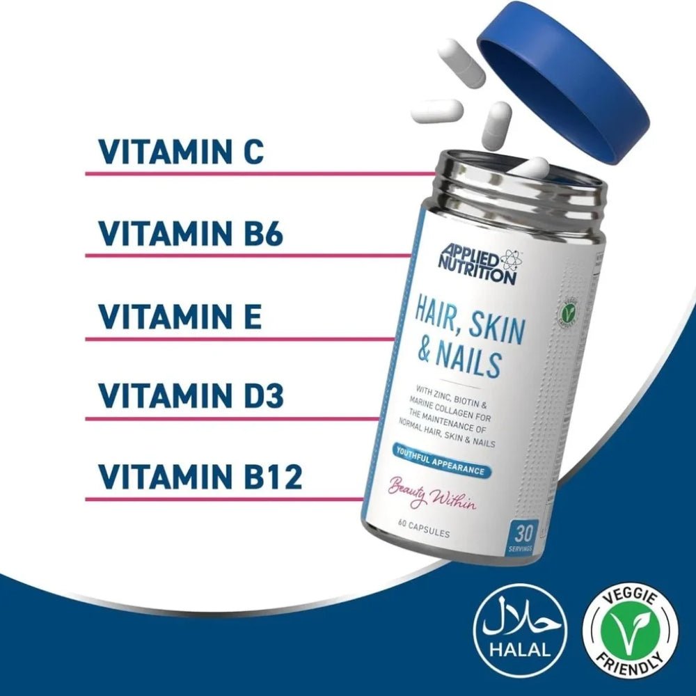 Applied Hair Skin and Nails Collagen 60 Veg Caps 5056555200551 - The Supplement Warehouse Pte Ltd