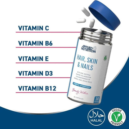 Applied Hair Skin and Nails Collagen 60 Veg Caps 5056555200551 - The Supplement Warehouse Pte Ltd