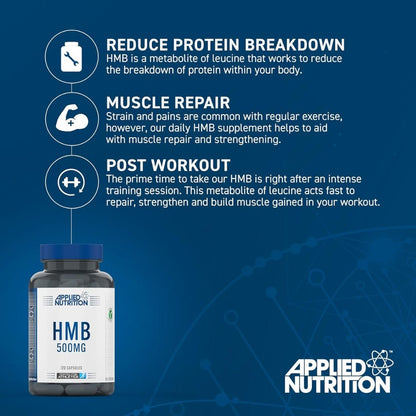Applied HMB 500mg Post - Workout Recovery (HALAL) 120 veg cap 5056555204948 - The Supplement Warehouse Pte Ltd