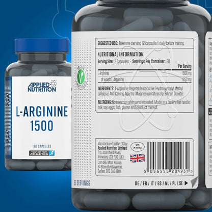 Applied L - Arginine 1500 120 veg caps 5056555204931 - The Supplement Warehouse Pte Ltd