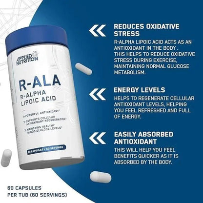 Applied R - ALA (R - Alpha Lipoic Acid) 60 veg caps 5056555200605 - The Supplement Warehouse Pte Ltd
