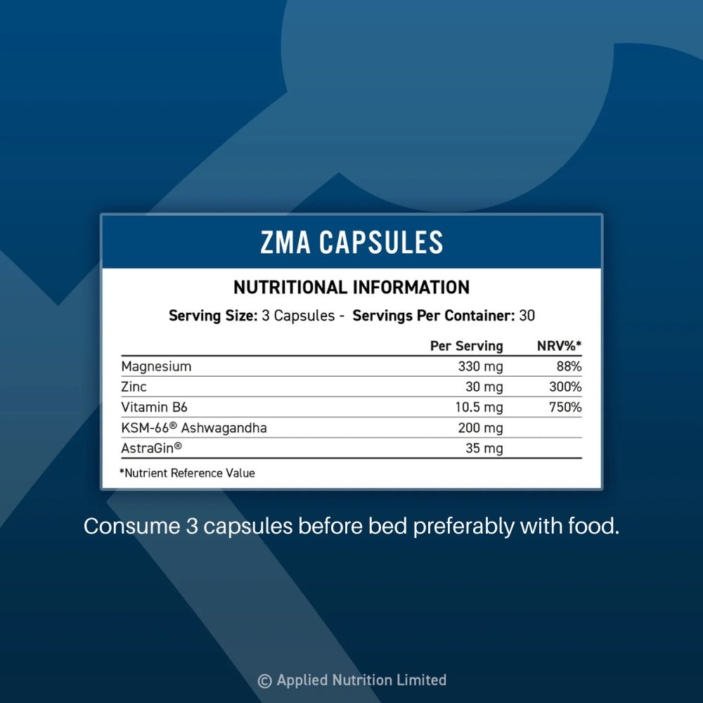Applied ZMA with Ashwagandha & Astragin 90 veg caps 5056555209905 - The Supplement Warehouse Pte Ltd