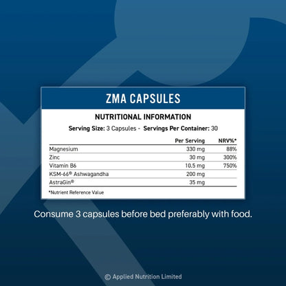 Applied ZMA with Ashwagandha & Astragin 90 veg caps 5056555209905 - The Supplement Warehouse Pte Ltd