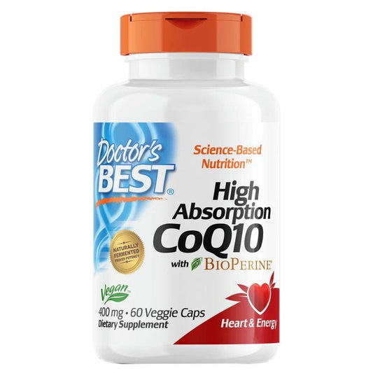 Doctor's Best High Absorption CoQ10 with 400mg BioPerine 60 veg caps 753950000698 - The Supplement Warehouse Pte Ltd