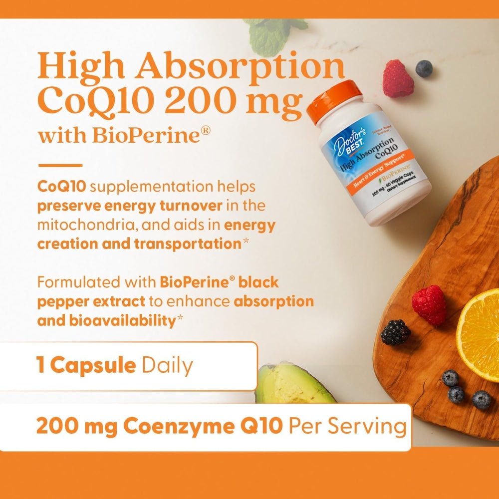 Doctor's Best High Absorption CoQ10 with 400mg BioPerine 60 veg caps 753950000698 - The Supplement Warehouse Pte Ltd