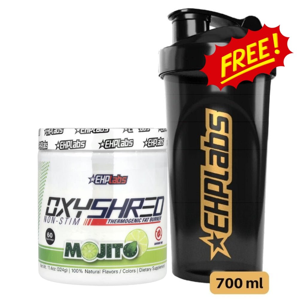 EHP Labs OxyShred Non - Stim Fat Burner 60 serving + Free Shaker 810095630606 - The Supplement Warehouse Pte Ltd