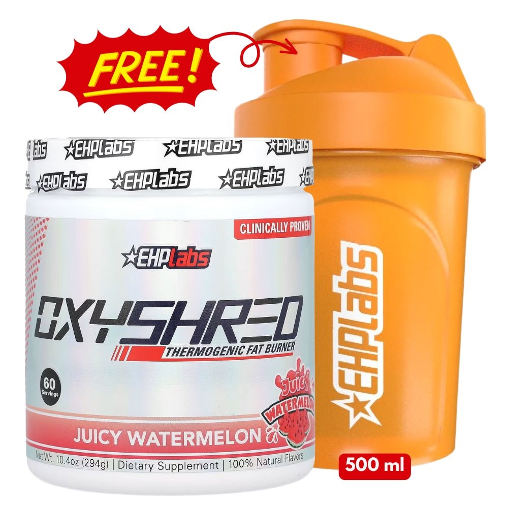 EHP Labs OxyShred Thermogenic Fat Burner 60 servings + Free Shaker 810095631092 - The Supplement Warehouse Pte Ltd