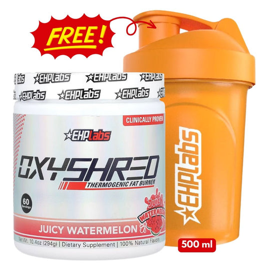 EHP Labs OxyShred Thermogenic Fat Burner 60 servings + Free Shaker 810095631092 - The Supplement Warehouse Pte Ltd