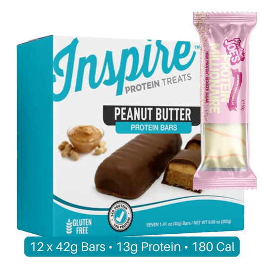 Inspire Protein Treats Bar 7 x 40g Box + Millionaire 50g Bar Bundle - The Supplement Warehouse Pte Ltd