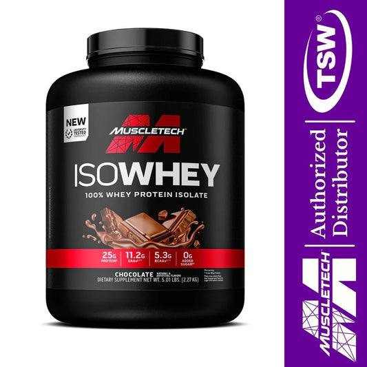 MuscleTech IsoWhey 100% Whey Protein Isolate 5 lbs Chocolate x10/26 631656717600- The Supplement Warehouse Pte Ltd