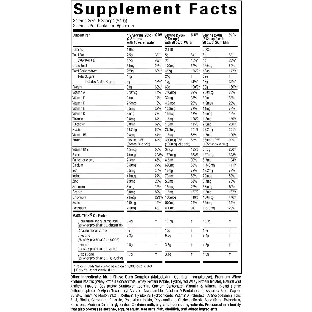 MuscleTech Mass Tech Extreme 2000 Mass Gainer 6 lbs 631656716962 - The Supplement Warehouse Pte Ltd