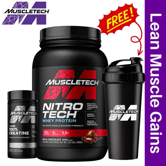 MuscleTech Nitro Tech 2.2 lb + Creatine 100 caps + Free Shaker Bundle - The Supplement Warehouse Pte Ltd