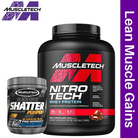 MuscleTech Nitro Tech 4 lbs + Shatter Non - Stim Pre - Workout Bundle  - The Supplement Warehouse Pte Ltd