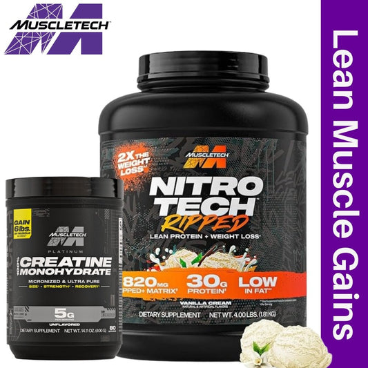 MuscleTech Nitro Tech Ripped 4 lbs + Creatine 400g Bundle  - The Supplement Warehouse Pte Ltd