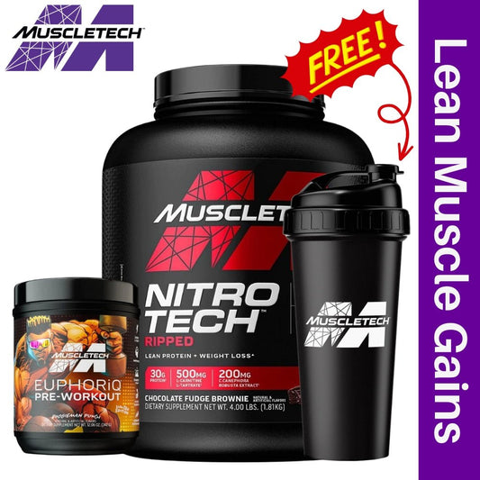 MuscleTech Nitro Tech Ripped 4 lbs + Euphoriq 20 srv PWO Bundle - The Supplement Warehouse Pte Ltd