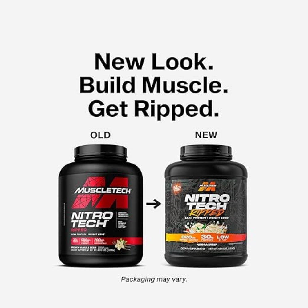 MuscleTech Nitro Tech Ripped Whey Protein 4 lbs (30g protein, 3g carb, 150 cal, carnitine) 631656709568 - The Supplement Warehouse Pte Ltd
