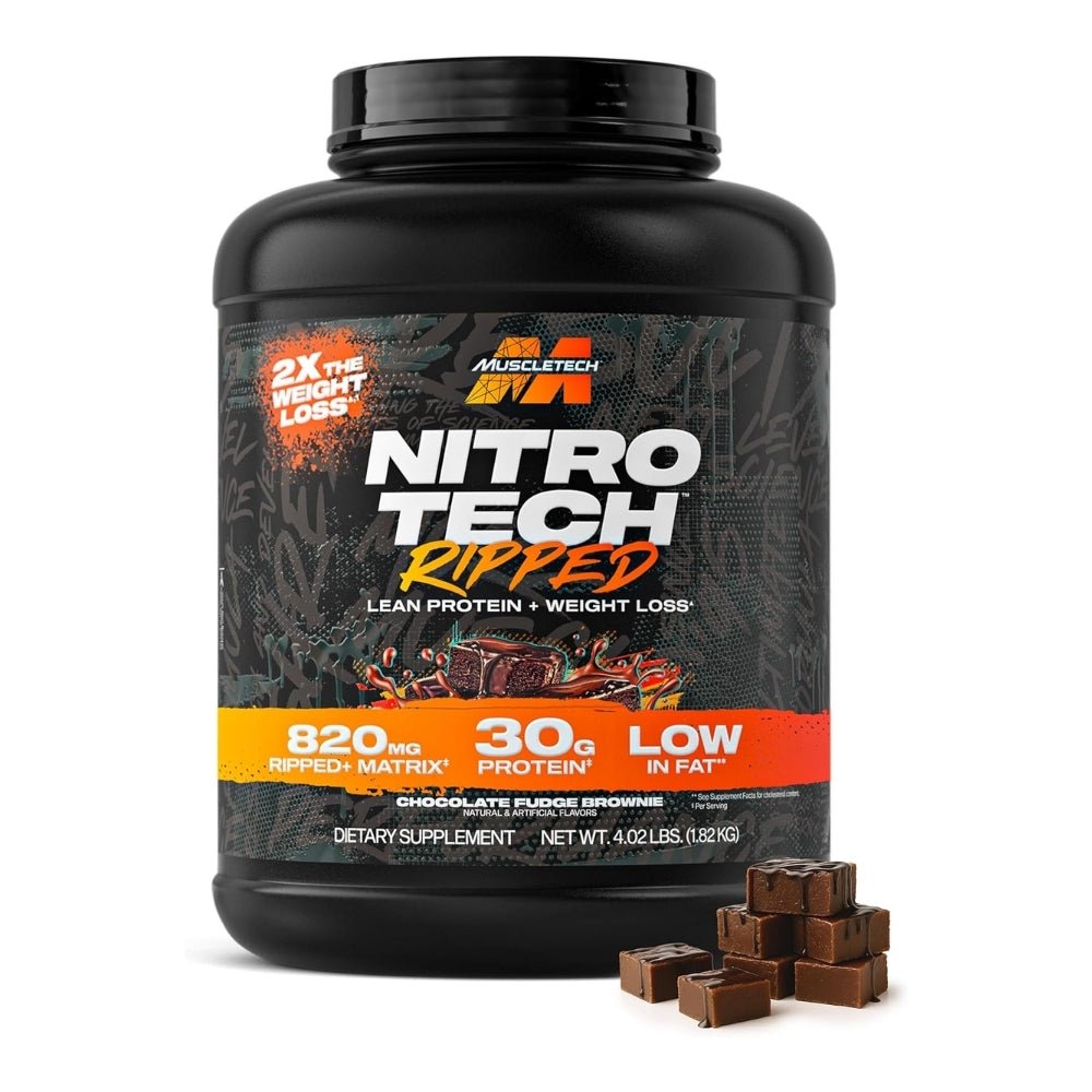 MuscleTech Nitro Tech Ripped Whey Protein 4 lbs (30g protein, 3g carb, 150 cal, carnitine) 631656709568 - The Supplement Warehouse Pte Ltd