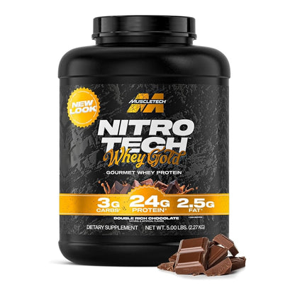MuscleTech Nitro Tech Whey Gold Protein 5 lbs (24g protein, 2g carb, 130 cal)