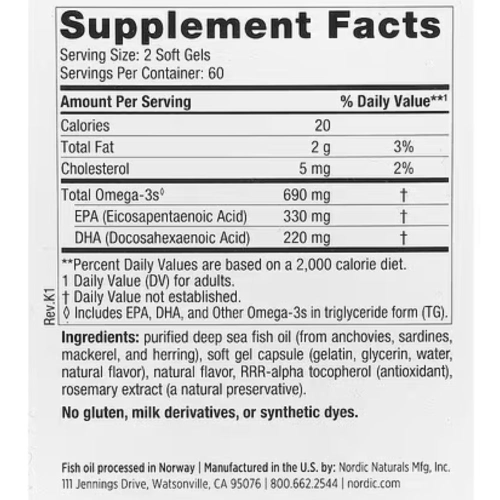 Nordic Naturals Omega 3 Lemon 120 gels 768990027604 - The Supplement Warehouse Pte Ltd