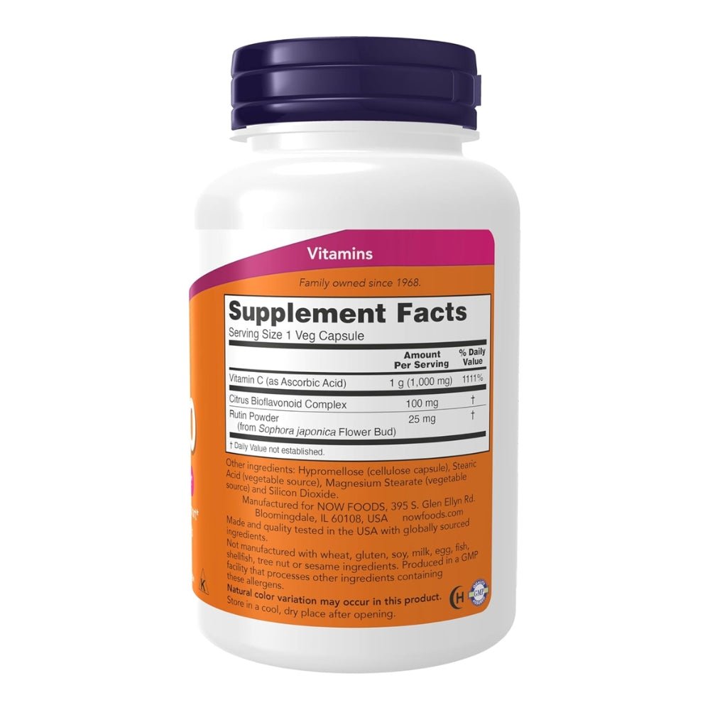 NOW C - 1000 (with Bioflavonoid & Rutin) 100 veg caps 733739006905 - The Supplement Warehouse Pte Ltd