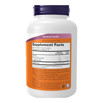 NOW D - Mannose Urinary Support 500mg veg caps 733739028112 - The Supplement Warehouse Pte Ltd