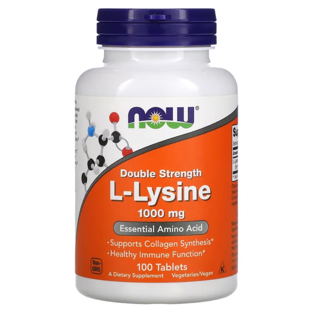 NOW L - Lysine Double Strength 1000 mg 100 tabs 733739001139 - The Supplement Warehouse Pte Ltd