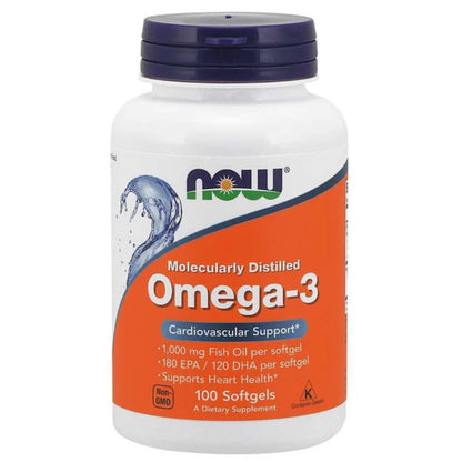 NOW Omega - 3 Fish Oil Molecularly Distilled 733739016508 - The Supplement Warehouse Pte Ltd