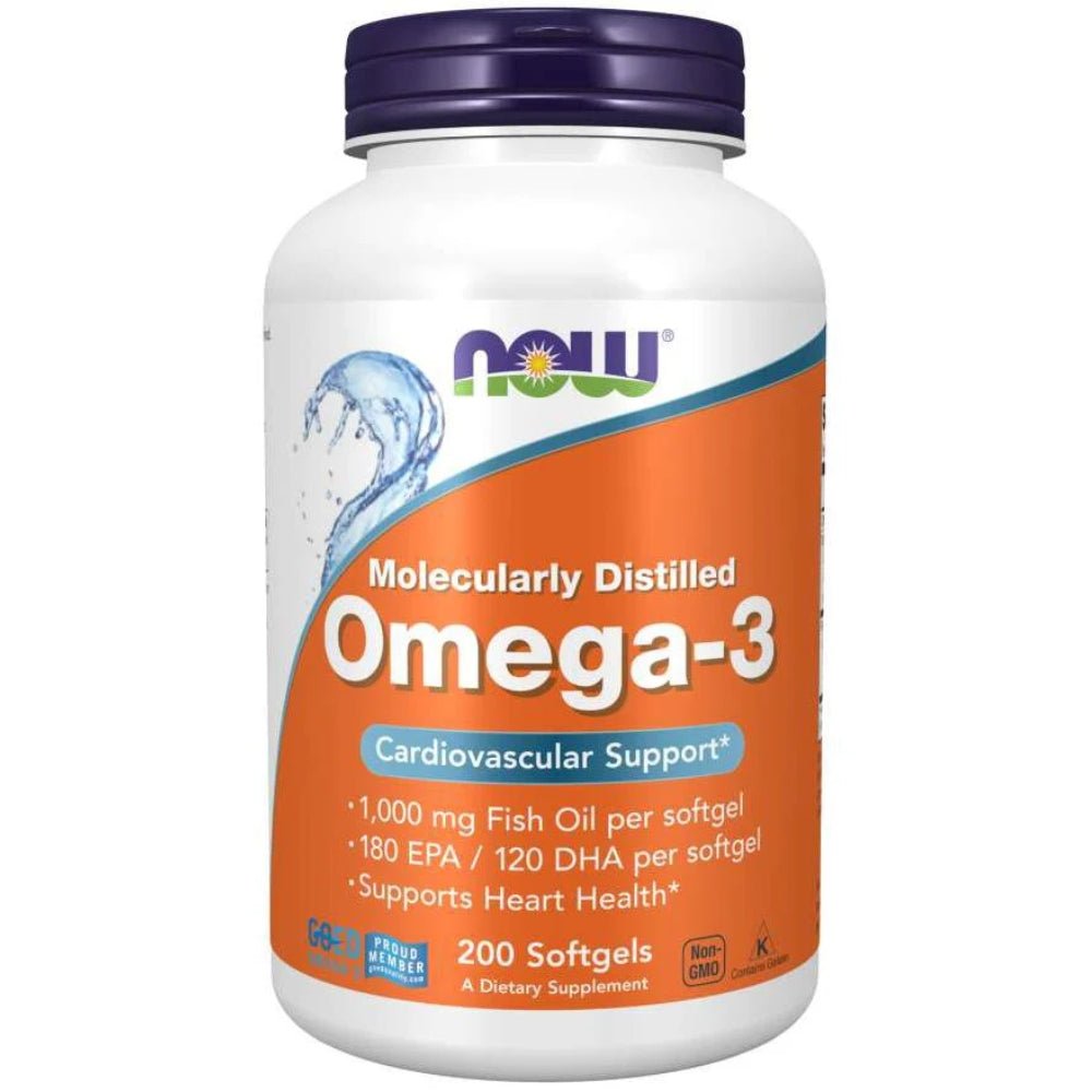 NOW Omega - 3 Fish Oil Molecularly Distilled 733739016522 - The Supplement Warehouse Pte Ltd