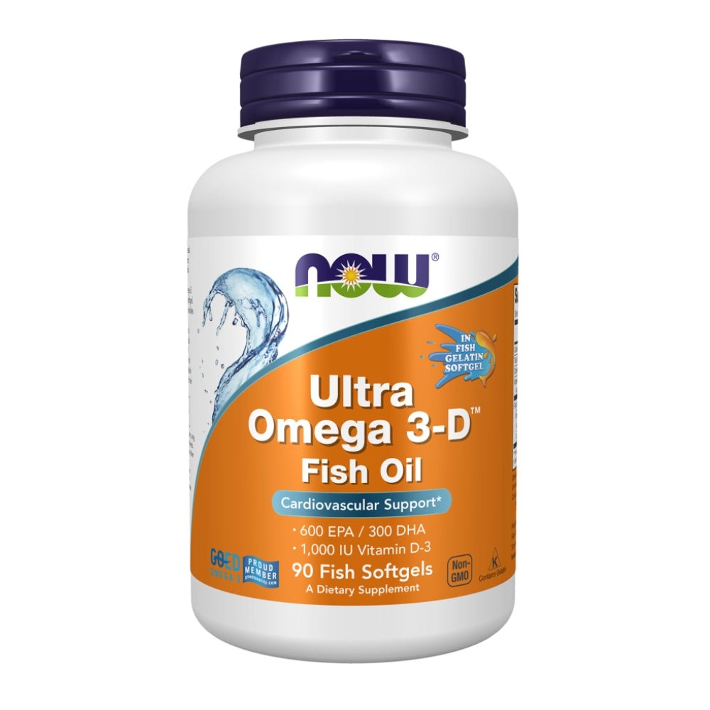 NOW Ultra Omega 3 - D™ Fish Oil + 1000IU Vitamin D3 (Fish Gelatin) Fish Softgels 733739016638 - The Supplement Warehouse Pte Ltd