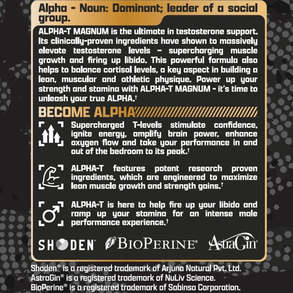 Nutrex Alpha - T Magum 120 veg caps 850046504907 - The Supplement Warehouse Pte Ltd