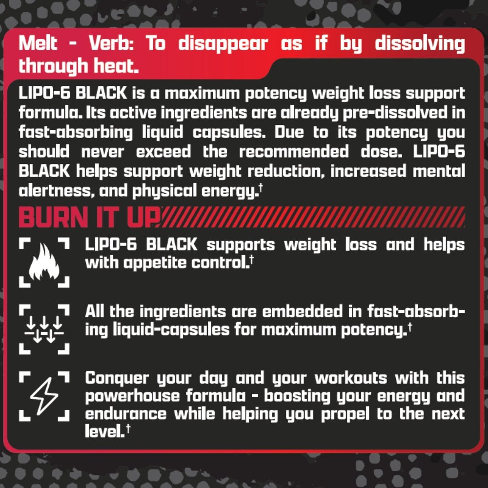 Nutrex Lipo6 Black Weight Loss Support 120 veg caps 857839006983 - The Supplement Warehouse Pte Ltd