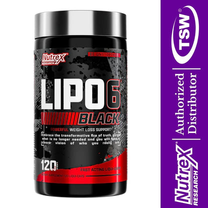 Nutrex Lipo6 Black Weight Loss Support 120 veg caps x10/26 857839006983- The Supplement Warehouse Pte Ltd