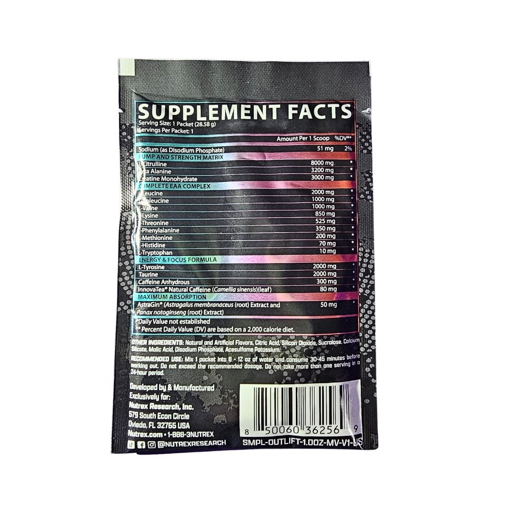 Nutrex Outlift Clinical All - In - One Pre - Workout 29g Single Sachet Exp May 2027 850060362569 - The Supplement Warehouse Pte Ltd