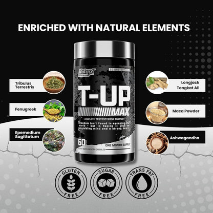 Nutrex T-UP Max 60 veg caps x02/27 850046504969- The Supplement Warehouse Pte Ltd