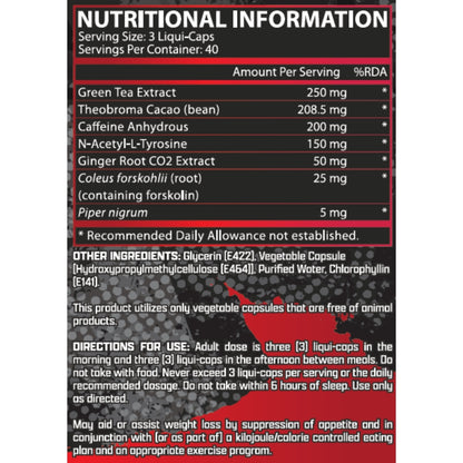 Nutrex Lipo6 Black Weight Loss Support 120 veg caps