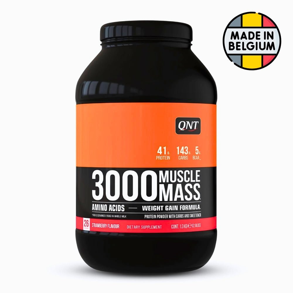 QNT 3000 Muscle Mass Gainer 1.3 kg 26 scoops Chocolate Exp May 2026 (per scoop: 8.4g protein, 200 cal, 40g carb) 5425002400248 - The Supplement Warehouse Pte Ltd