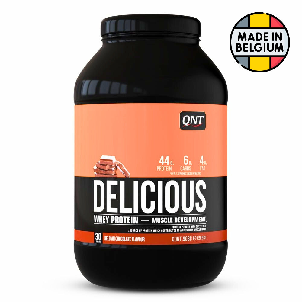 QNT Delicious Whey Protein 2 lbs 30 scoops Chocolate x05/26 (per scoop: 22g protein, 3.2g carb, 2.1g fat)