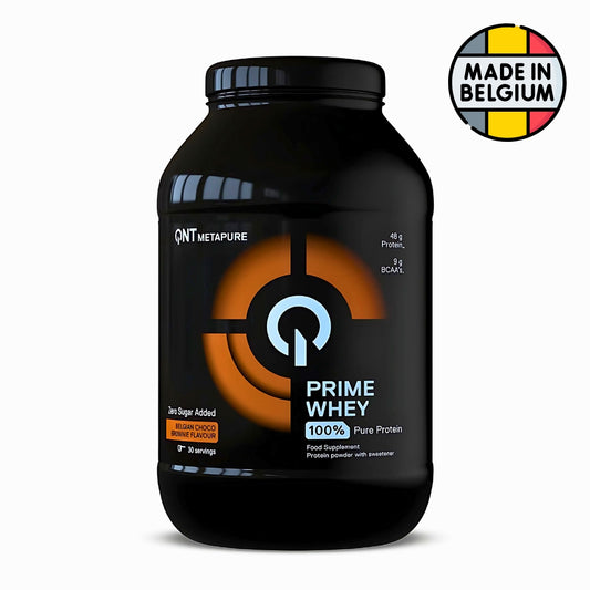 QNT Prime Whey Protein 2lbs 30 scoops Chocolate (per 30g scoop: 24g protein, 3.2g carb, 2.1g fat, 4.6g additional BCAAs)