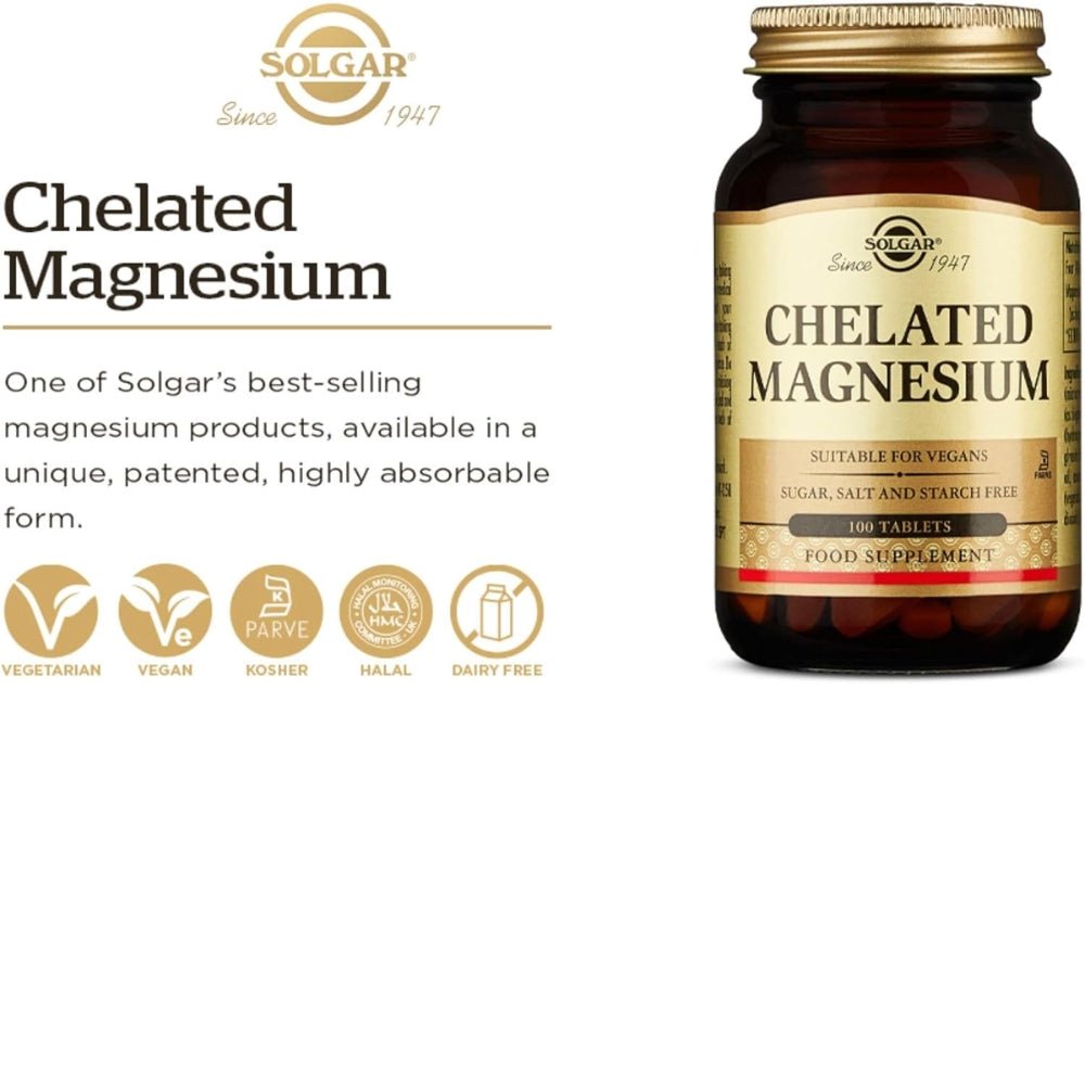 Solgar Chelated Magnesium 100 tablets 033984007000 - The Supplement Warehouse Pte Ltd