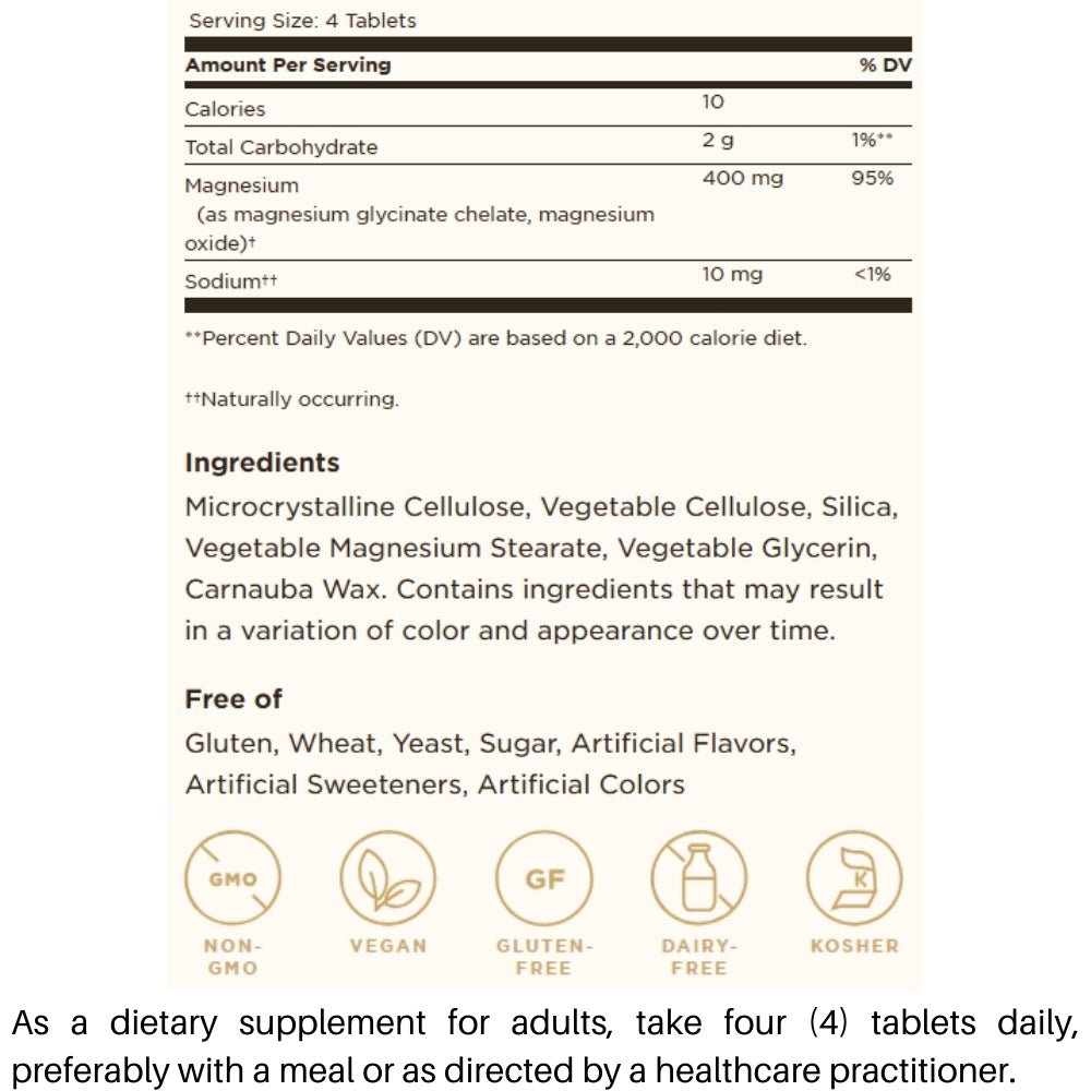 Solgar Chelated Magnesium 100 tablets 033984007000 - The Supplement Warehouse Pte Ltd