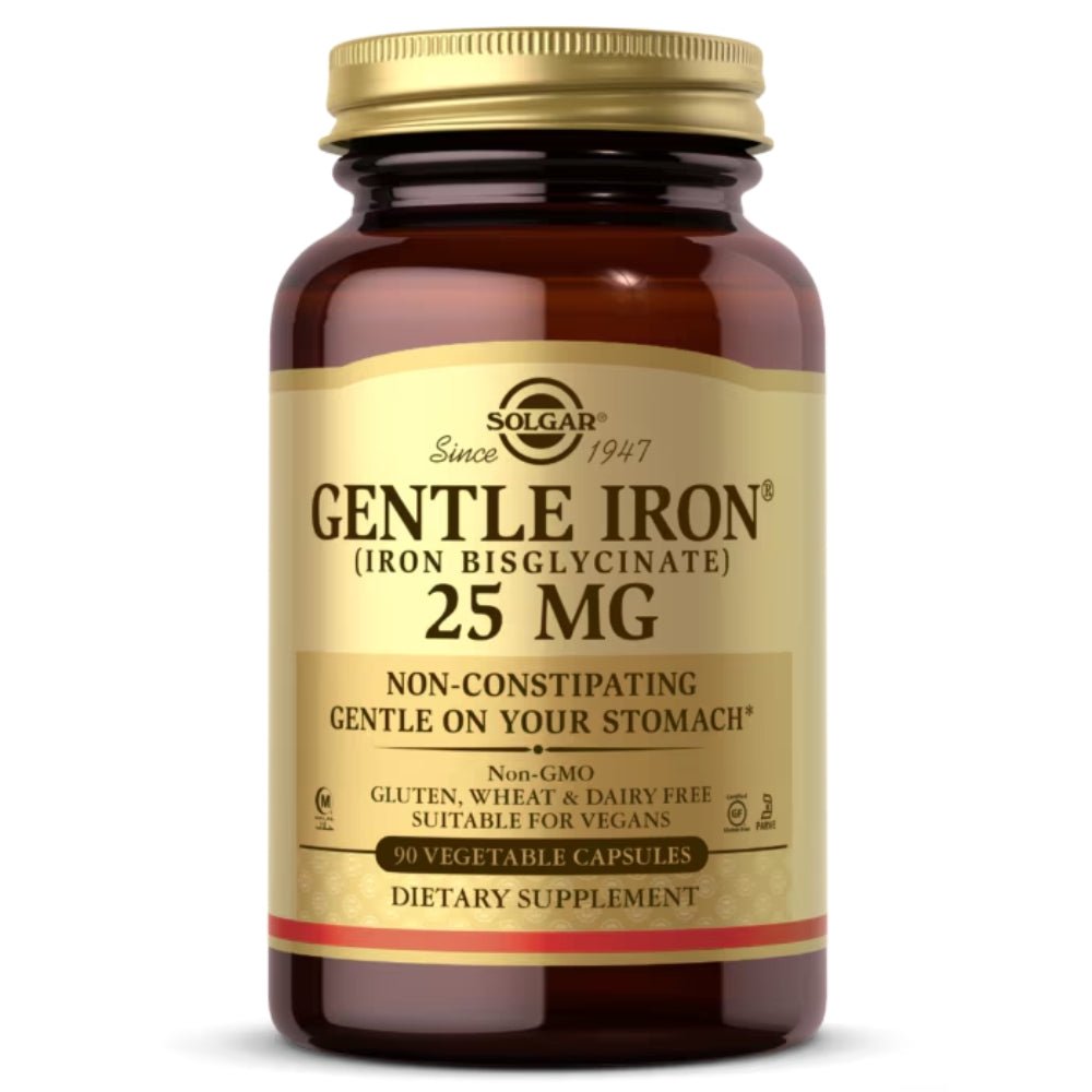 Solgar Gentle Iron 25mg (Iron Bisglycinate) 90 veg caps 033984012493 - The Supplement Warehouse Pte Ltd