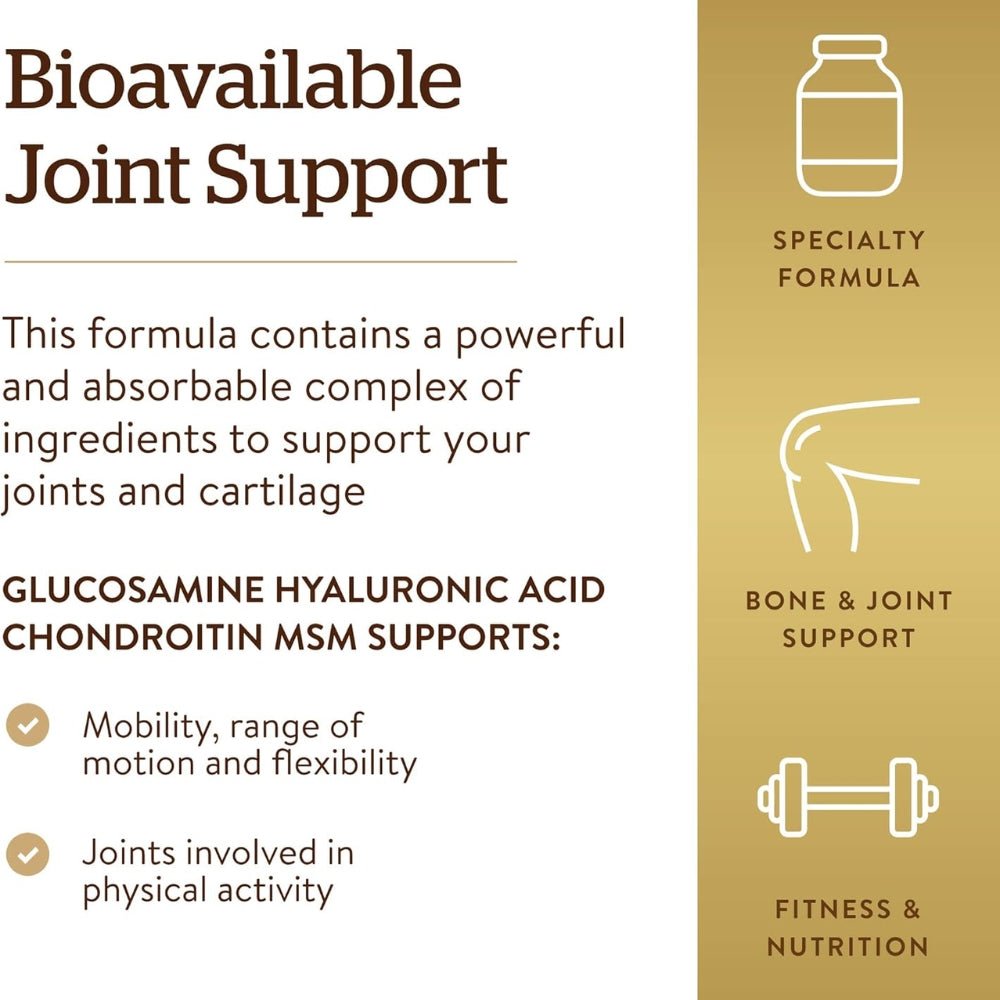 Solgar Glucosamine Hyaluronic Acid Chondroitin MSM Extra Strength ShellFish Free 120 tabs 033984013179 - The Supplement Warehouse Pte Ltd