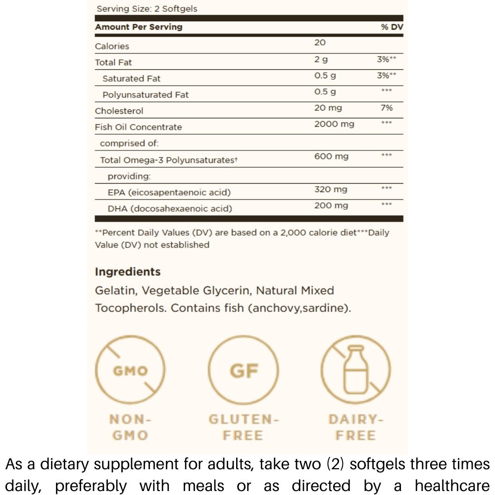 Solgar Omega - 3 Fish Oil Concentrate Purified to Remove Mercury 120 gels 033984017887 - The Supplement Warehouse Pte Ltd