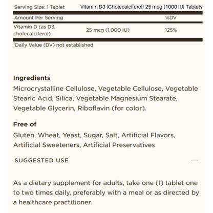 Solgar Vitamin D3 (Cholecalciferol) 033984033207 - The Supplement Warehouse Pte Ltd