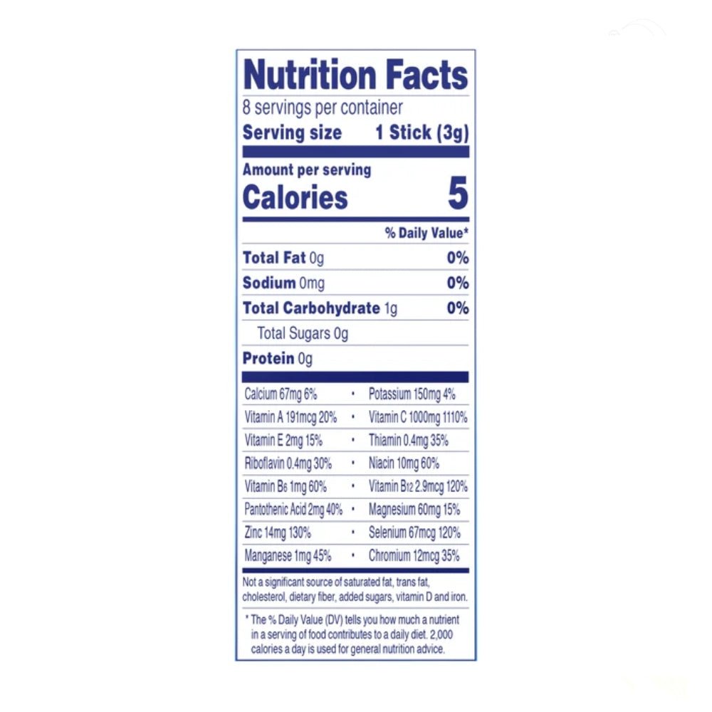 Super C Vitamin & Mineral Drink Mix 8 pkt (per pkt: 1000mg Vitamin C + 16 Vitamins & Minerals + 7 Electrolytes) 072392323128 - The Supplement Warehouse Pte Ltd
